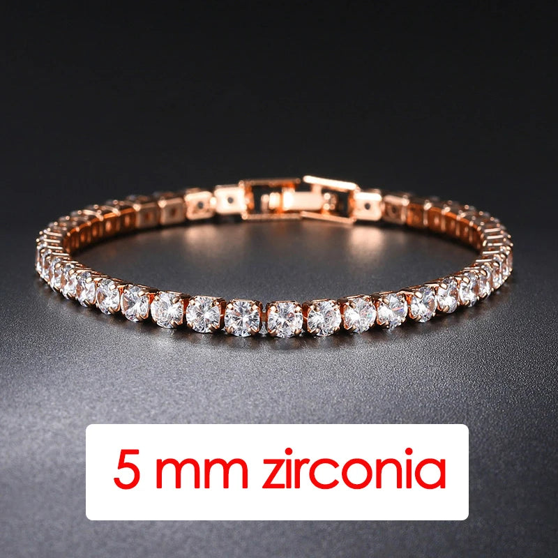 Hiphop Tennis Bracelet Homme Iced Out 3/4/5Mm Cubic Zirconia Mens Crystal Chain on the Hand Hip-Hop Streetwear Jewelry Male H086