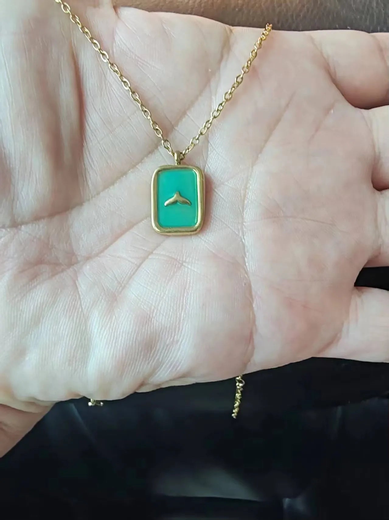 Stainlee Steel Rectangle Whale Shark Tail Necklace