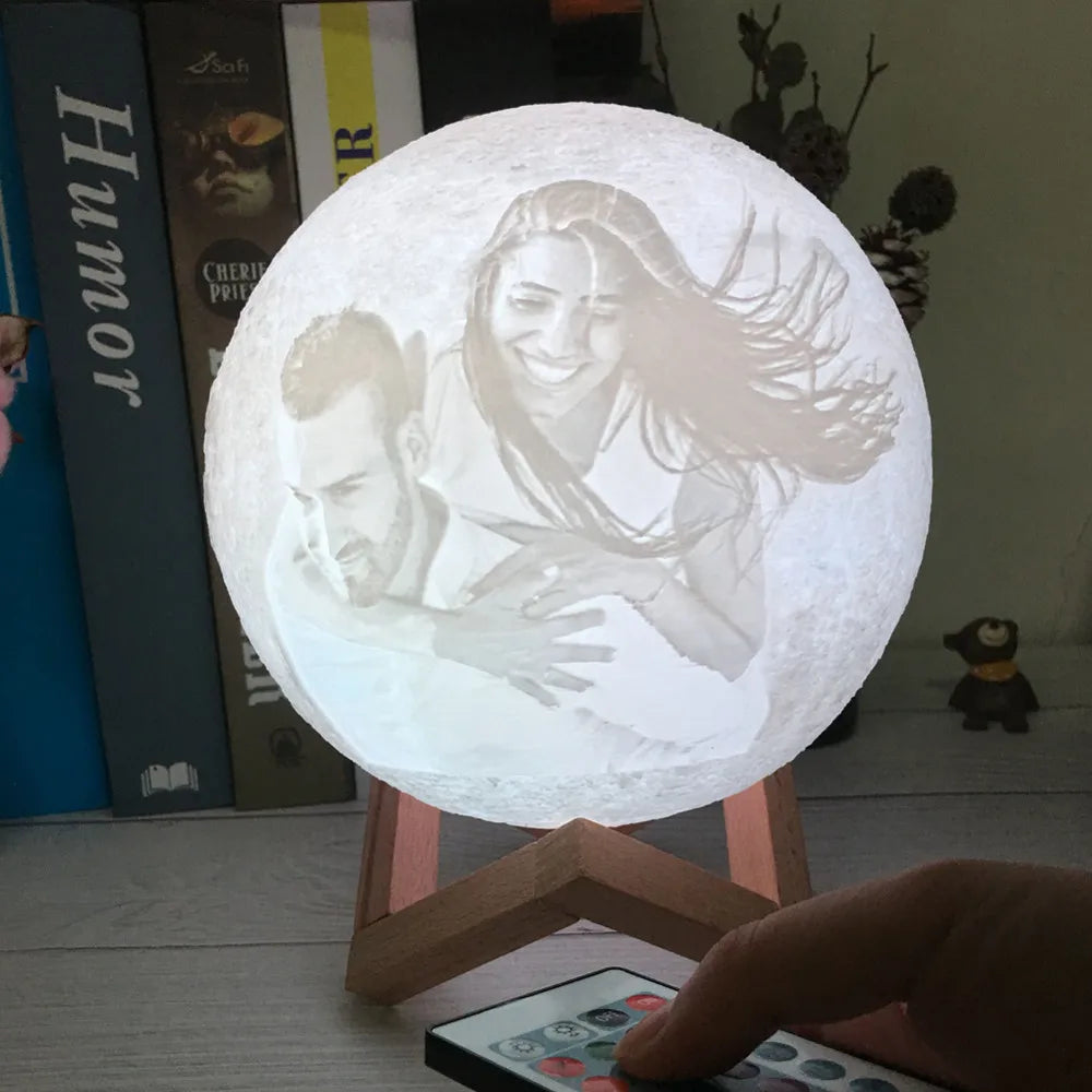 Photo/Text Customized 3D Printing Moon Lamp Touch Switch Night Light for Kids Girlfriend Family Custom Gift Home Decor Dropship