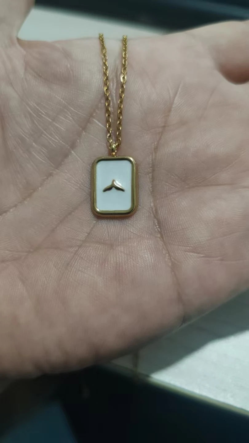 Stainlee Steel Rectangle Whale Shark Tail Necklace