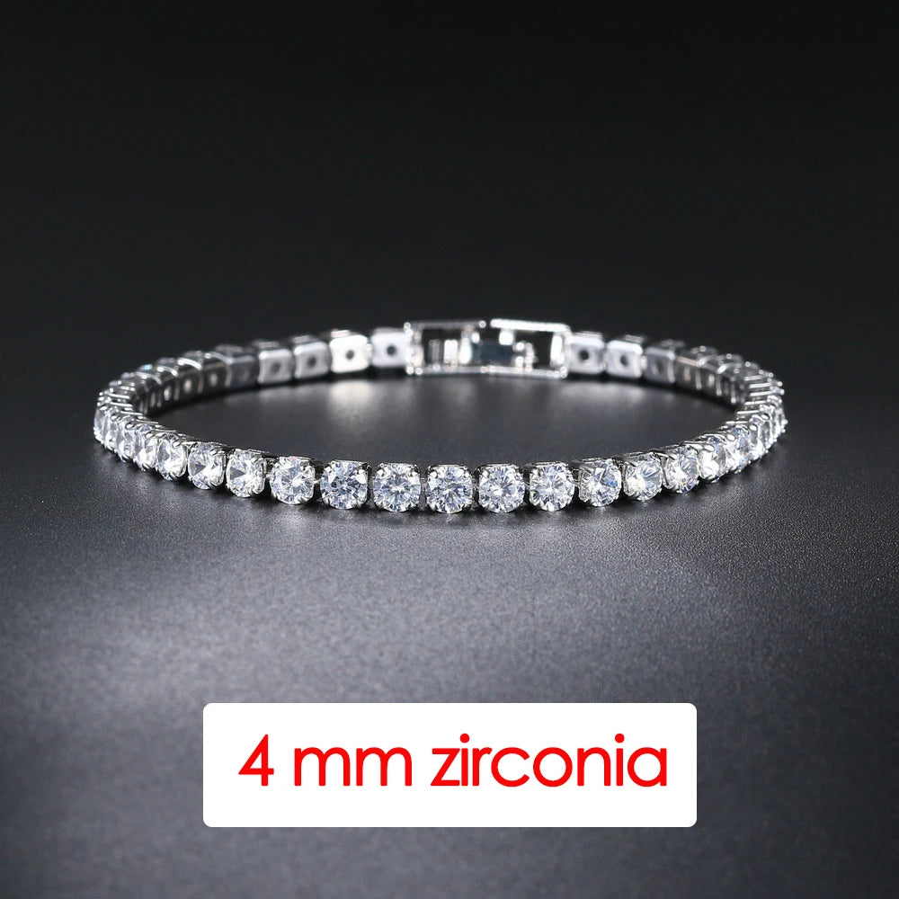 Hiphop Tennis Bracelet Homme Iced Out 3/4/5Mm Cubic Zirconia Mens Crystal Chain on the Hand Hip-Hop Streetwear Jewelry Male H086