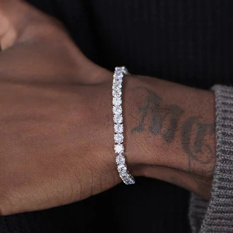 Hiphop Tennis Bracelet Homme Iced Out 3/4/5Mm Cubic Zirconia Mens Crystal Chain on the Hand Hip-Hop Streetwear Jewelry Male H086