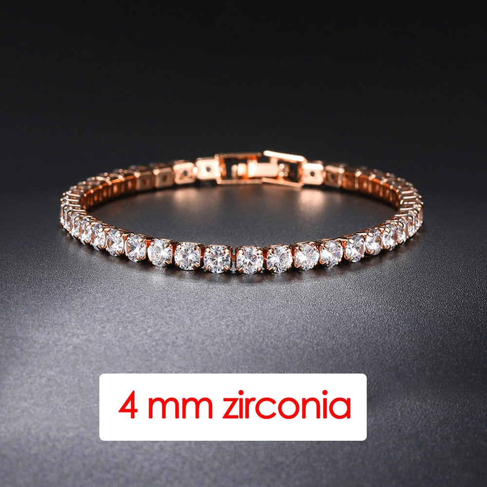 Hiphop Tennis Bracelet Homme Iced Out 3/4/5Mm Cubic Zirconia Mens Crystal Chain on the Hand Hip-Hop Streetwear Jewelry Male H086