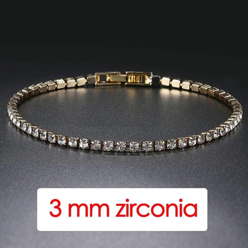 Hiphop Tennis Bracelet Homme Iced Out 3/4/5Mm Cubic Zirconia Mens Crystal Chain on the Hand Hip-Hop Streetwear Jewelry Male H086