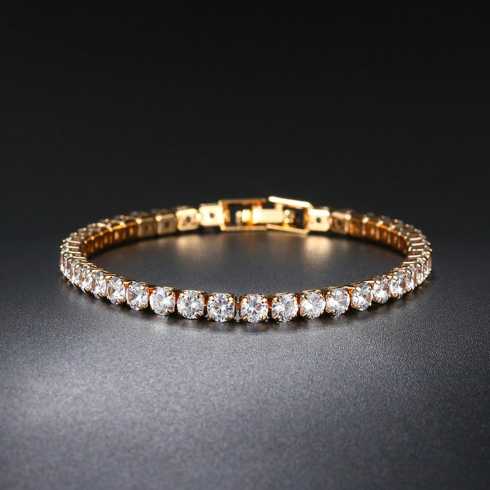 Hiphop Tennis Bracelet Homme Iced Out 3/4/5Mm Cubic Zirconia Mens Crystal Chain on the Hand Hip-Hop Streetwear Jewelry Male H086