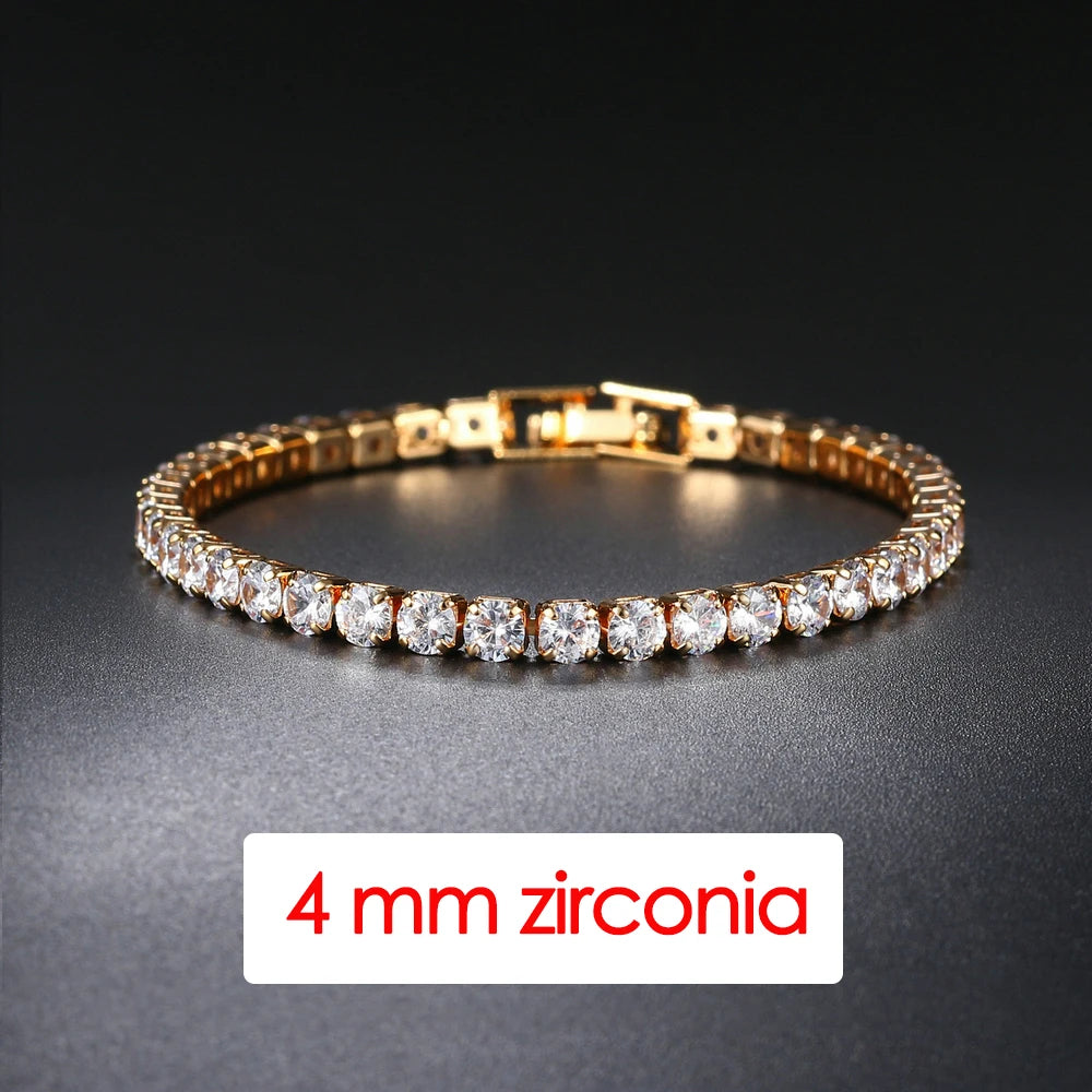 Hiphop Tennis Bracelet Homme Iced Out 3/4/5Mm Cubic Zirconia Mens Crystal Chain on the Hand Hip-Hop Streetwear Jewelry Male H086