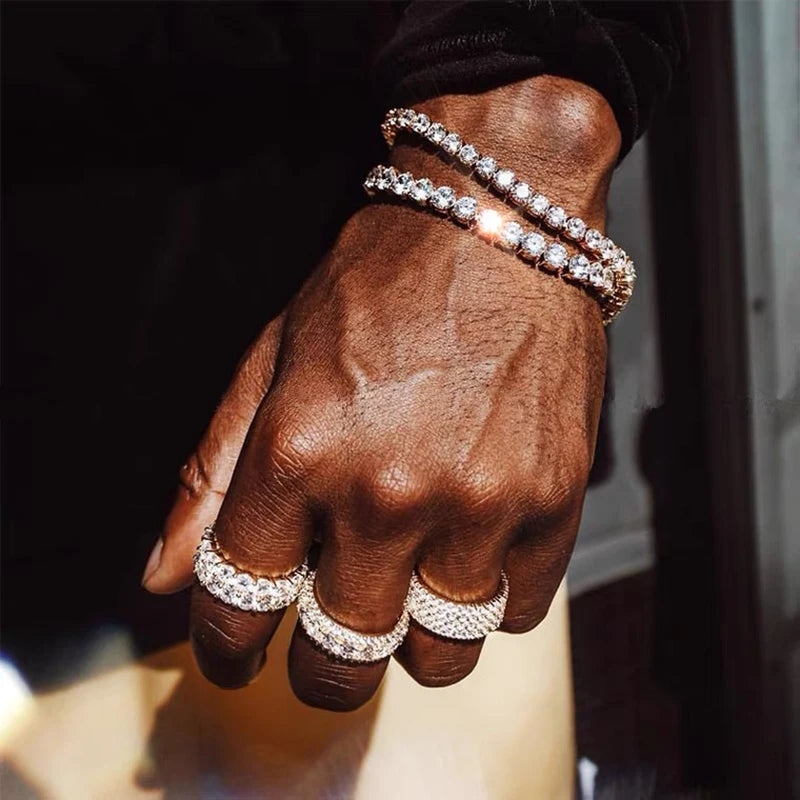 Hiphop Tennis Bracelet Homme Iced Out 3/4/5Mm Cubic Zirconia Mens Crystal Chain on the Hand Hip-Hop Streetwear Jewelry Male H086