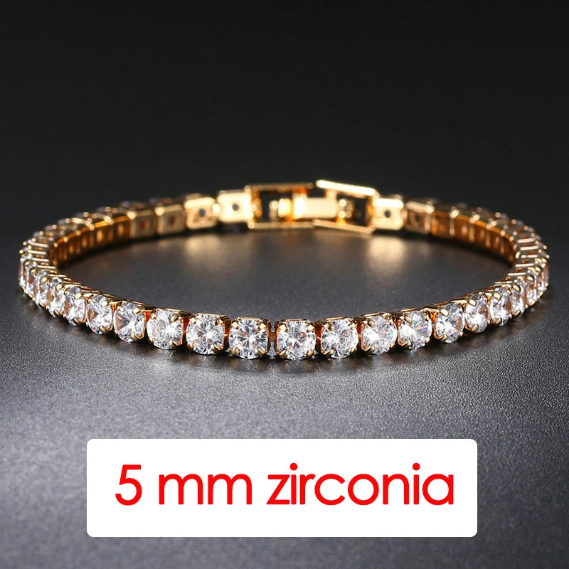 Hiphop Tennis Bracelet Homme Iced Out 3/4/5Mm Cubic Zirconia Mens Crystal Chain on the Hand Hip-Hop Streetwear Jewelry Male H086