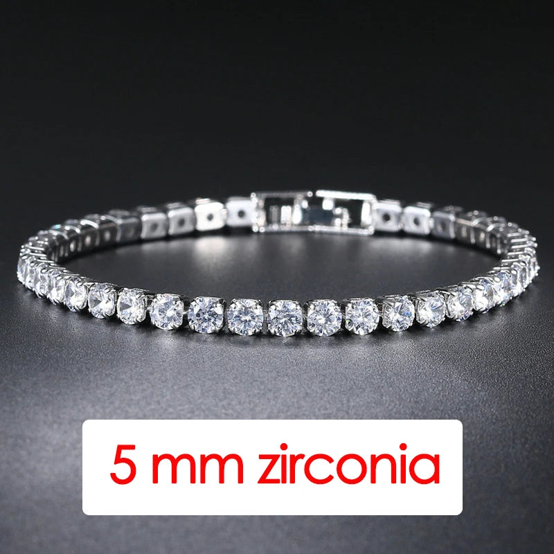 Hiphop Tennis Bracelet Homme Iced Out 3/4/5Mm Cubic Zirconia Mens Crystal Chain on the Hand Hip-Hop Streetwear Jewelry Male H086