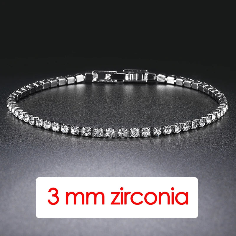 Hiphop Tennis Bracelet Homme Iced Out 3/4/5Mm Cubic Zirconia Mens Crystal Chain on the Hand Hip-Hop Streetwear Jewelry Male H086